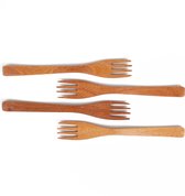 Khaya - houten vorkjes 17 cm - voor dessert, gebak & kids - set van 4