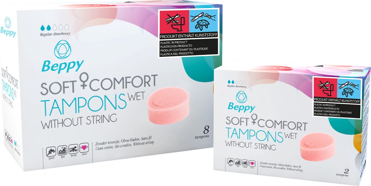 Beppy Soft+Comfort Tampons WET - 8 stuks - zonder touwtje | bol.com