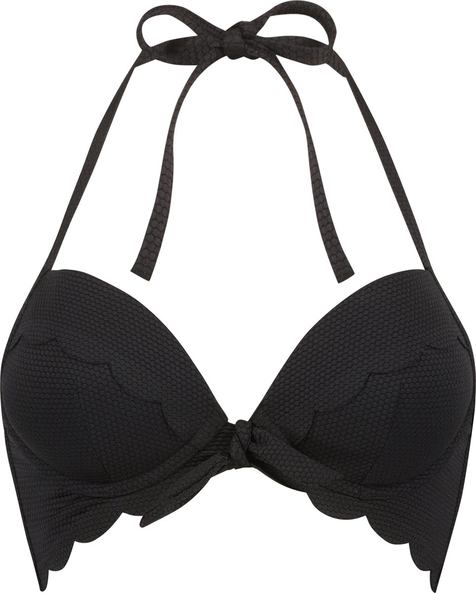 Hunkemller Dames Badmode Voorgevormde push-up beugel bikinitop Scallop Cup A - E  - Zwart - maat A80