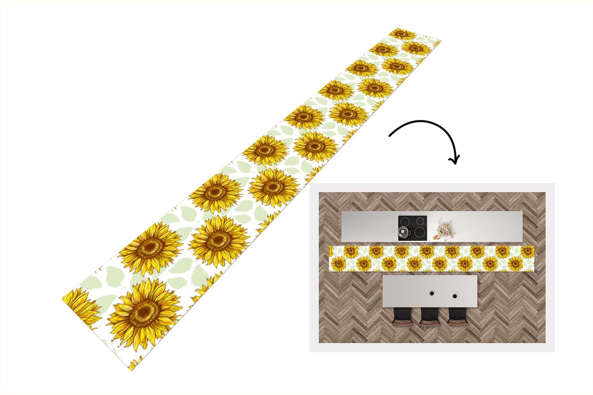 KitchenYeah Keukenloper - Keukenmat - Zonnebloem - Patronen - Bloemen - Keuken vloerkleed multicolor, foto 3