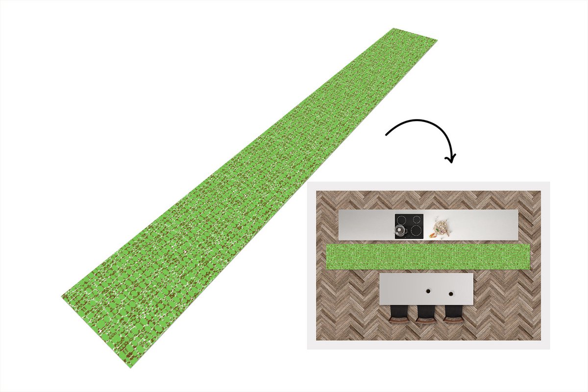 KitchenYeah Keukenloper - Keukenmat - Krokodil - Structuur - Patronen - Groen - Keuken vloerkleed, foto 2