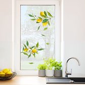 Crearreda - Stickers fenêtre - Stickers carrelage - Stickers salle de bain - Citrons - fleurs blanches