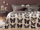 Vlinder effect sprei van fleece Steenkleur 200x220
