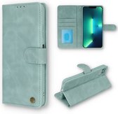 iPhone SE 2022 Casemania Hoesje Aqua Blue - Luxe Portemonnee Book Case - Kaarthouder & Magneetlipje