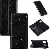 Hoesje geschikt voor iPhone SE 2022 - Bookcase - Pasjeshouder - Portemonnee - Glitter - TPU - Zwart