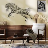 Wanddecoratie |Boom Paard  /  Tree Horse  | Metal - Wall Art | Muurdecoratie | Woonkamer |Zwart| 75x40cm