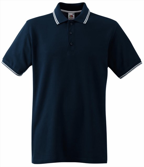 Donker Blauw Polo shirt met wit streepje langs kraag Fruit of the Loom XXXL