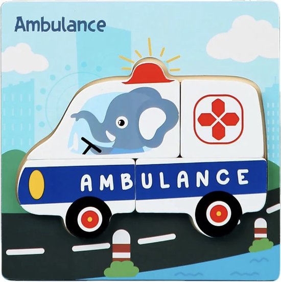 Afbeelding van het spel Babycure kids Puzzel | Ambulance | 4 stukjes | Kinder puzzeltje