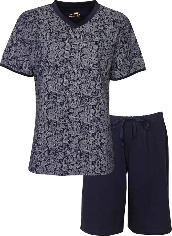 Medaillon Dames Shortama - Pyjama Set - Blauw - Maat XXL