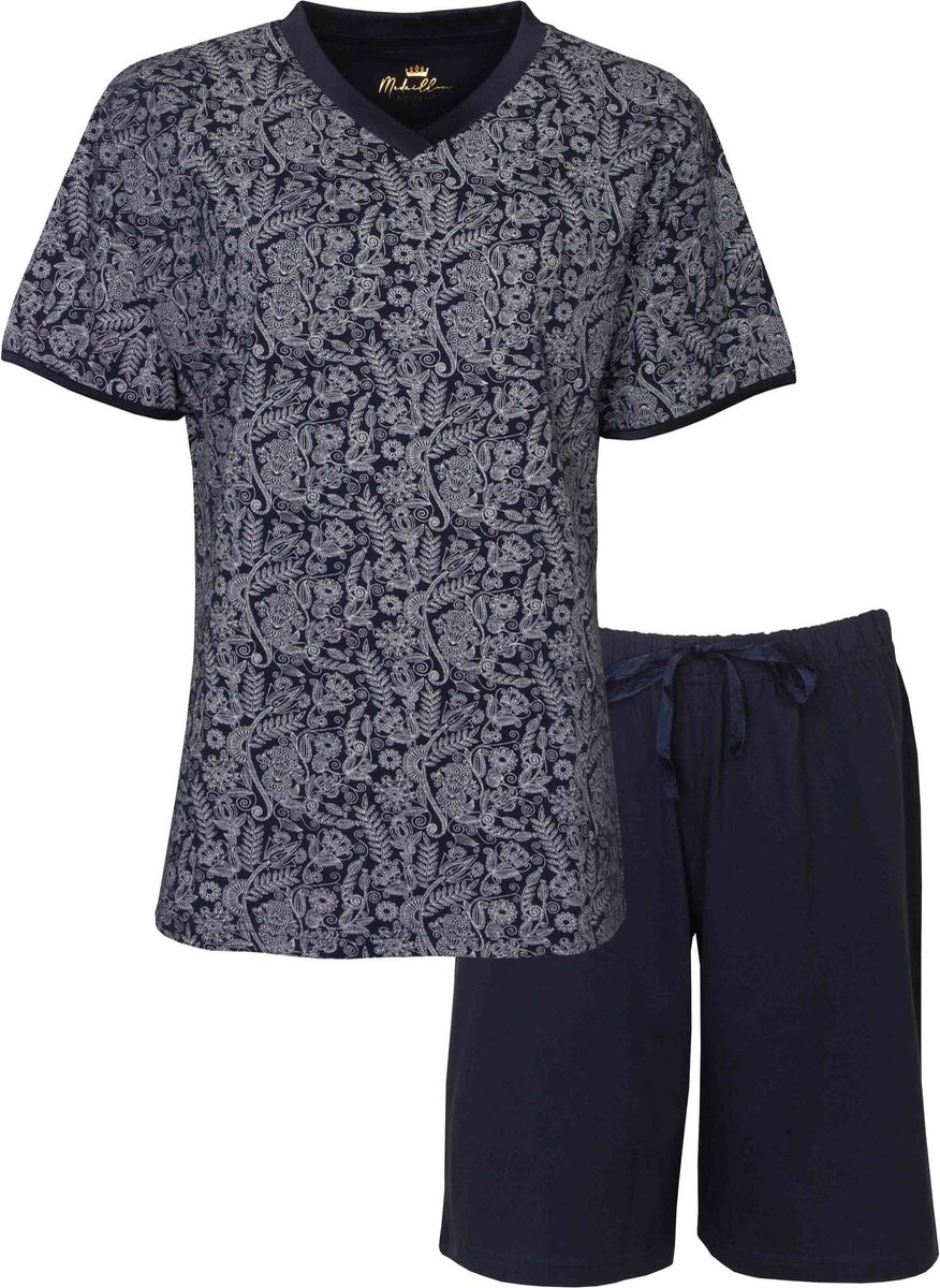Medaillon Dames Shortama - Pyjama Set - Blauw - Maat XXL