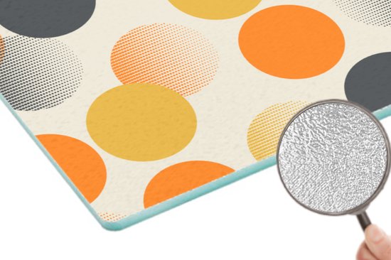 Glazen Snijplank - 39x28 - Polkadot - Design - Retro - Oranje - Snijplanken Glas
