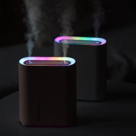 Hummi Led Rainbow Wit | Draadloos, Oplaadbare Luchtbevochtiger 1L |Wireless, Rechargeable Humidifier  | Aromadiffuser  | Aroma therapie | Vernevelaar | 7 Kleuren LED - Hummi