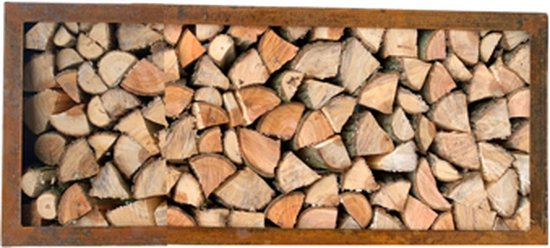 Foto: Cortenstaal houtopslag liggend zonder pootjes 100x40x50 cm lbh houthok haardhout kachelhout houtrek opslag hok opslag hout staal stalen berkenhout beukenhout eikenhout elzenhout essenhout fruitbomenhout kastanje houtkachel