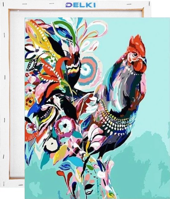 voor mij seinpaal verslag doen van Kleurrijke Haan Schilderen op Nummer Volwassenen & Kinderen met Frame –  Paint By... | bol.com