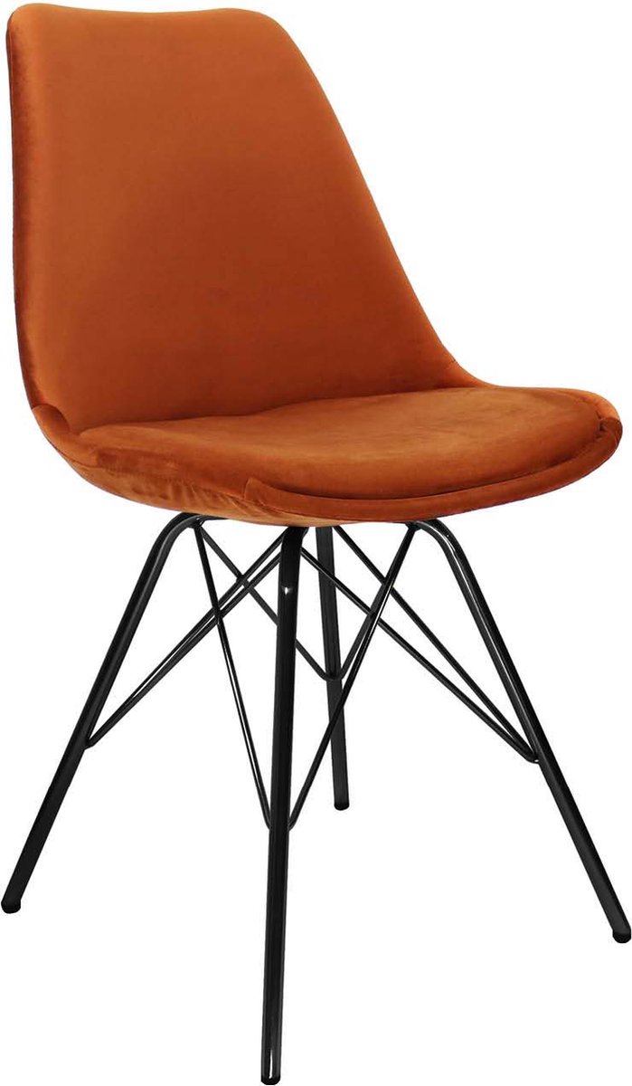 Kick Collection KICK® VELVET Kuipstoel Oranje – Eetkamerstoel – Velvet – Zwart Frame