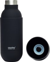 Asobu Orb Water Bottle Zwart Reisfles Roestvrij Staal Inhoud 420 ml Levenslange Garantie