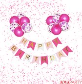 Joya® Verjaardag Slinger Roze met Papieren Confetti Ballonnen | Feest Decoratie | Verjaardag | Happy Birthday | Letterslinger