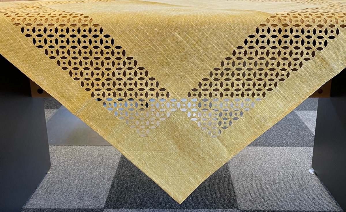 Tafelkleed - geel met opengewerkte rand - Vierkant 85 cm
