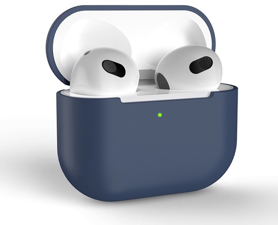Hoes voor Apple AirPods 3 Marineblauw Hoesje Siliconen Case Cover Bescherming bol