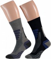 wandelsokken katoen/polyamide blauw 2-pak mt 43/46