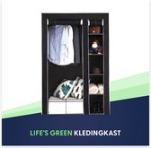 Life's Green® KM3Z XL opvouwbare kledingkast – metalen frame met 140KG draagkracht – duurzaam design stoffen garderobekast – 5 opslag planken en 1 ophangstang – ruimtebesparende kl