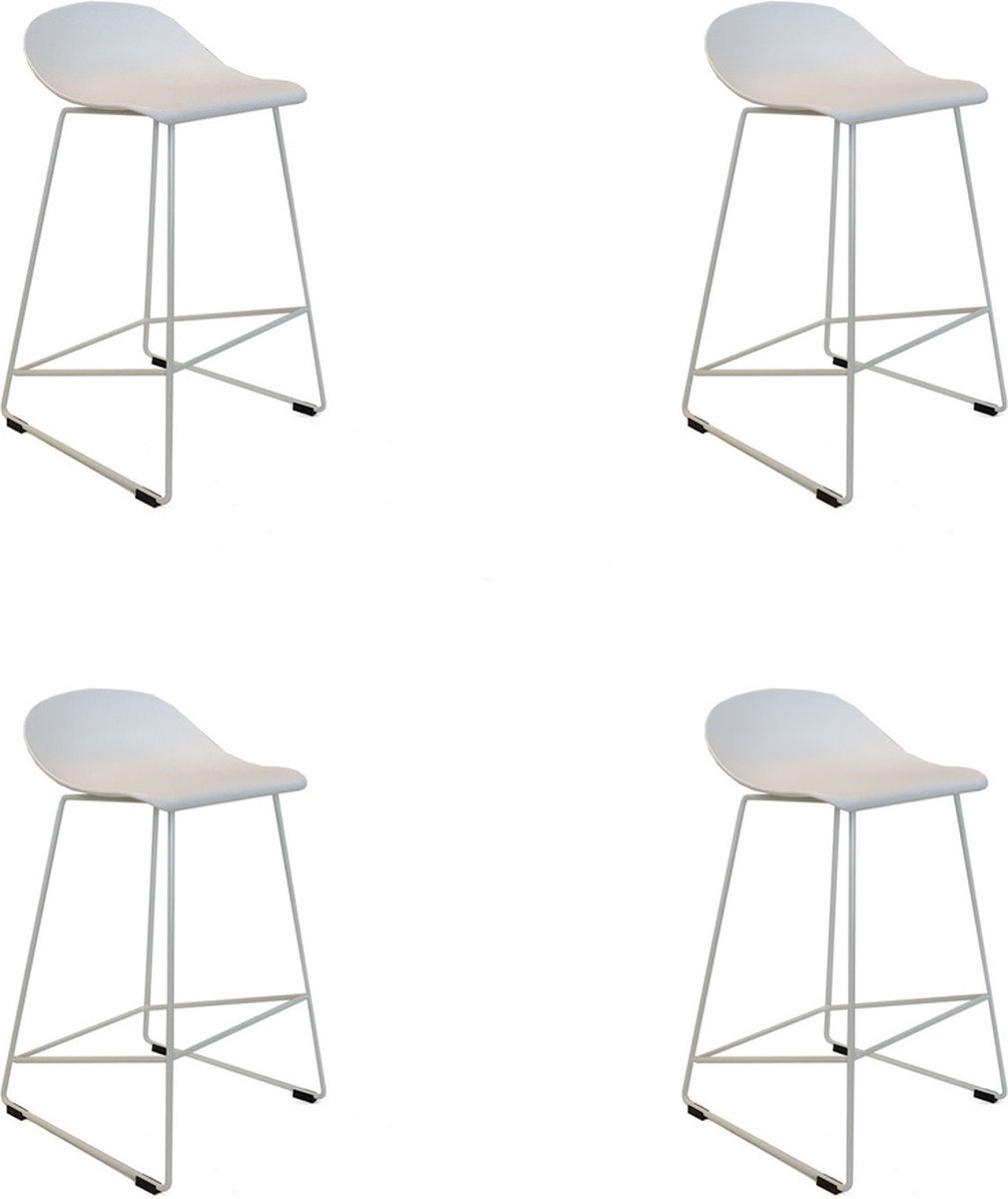 Livin24 Scandinavische Barkruk Ellen wit 66cm - Barkrukken set van 4 - barstoel