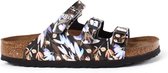 Birkenstock Florida Dames Slippers Floral Fades Black Narrow-fit | Zwart | Imitatieleer | Maat 36