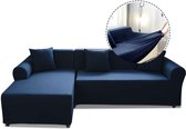 Bankhoezen-Pluche Sofa Cover-L Vorm Stoel Kussenovertrekken-Navy