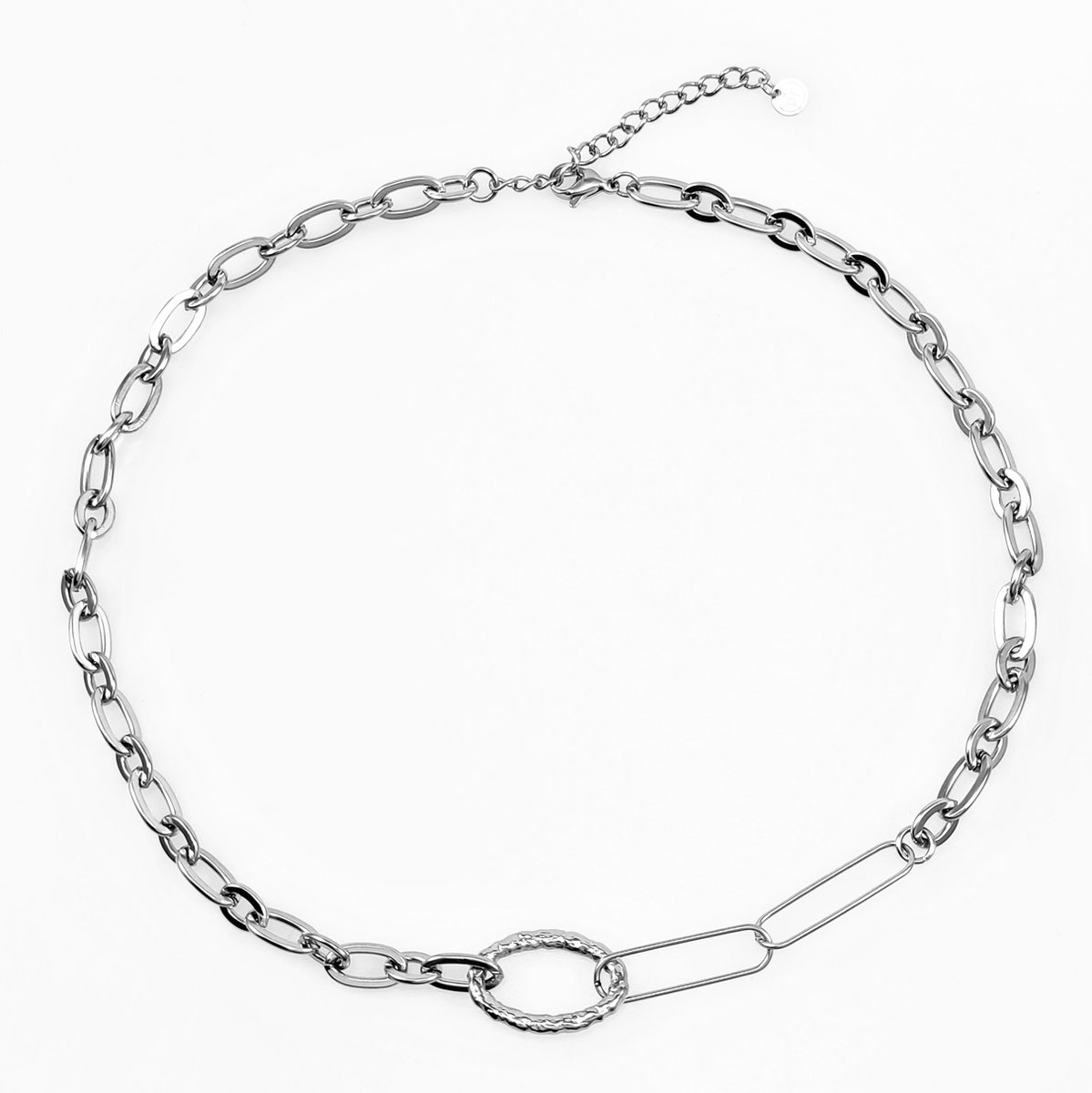 Dottilove Nasrin Ketting Dames - Wit Gold Plated op RVS - Verstelbare Ovale Schakelsketting