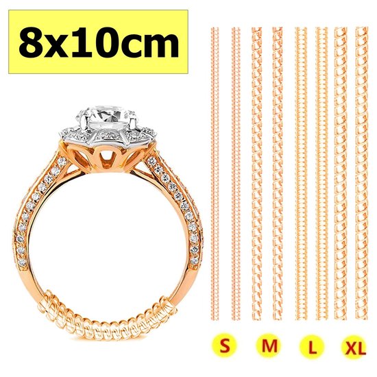 Fako Bijoux® - Ringverkleiner Set - Ring Verkleiner Gouden Ring- 8 Stuks Van 10cm - Goudkleurig