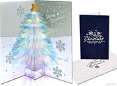Popcards popupkaarten – ZIE FILM Kerstkaart Fonkelende Witte Kerstboom Merry Christmas pop-up kaart 3D wenskaart