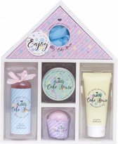 badgeschenkset Cake House hout 5-delig wit/roze