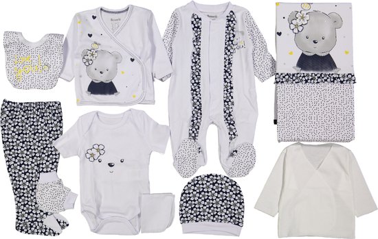 Miniworld- Ensemble de vêtements 10 pièces Bébé nouveau-né dans une jolie boîte cadeau-Je t'aime-Cadeau de maternité-Baby shower Vêtements pour bébé fille