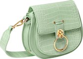 Mintgroen schoudertasje met gouden details - Yehwang - Lichtgroen crossbody damestasje met snake print