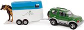 2-Play Traffic Die-Cast Mitsibushi Jeep met Paardentrailer + 2 Paarden