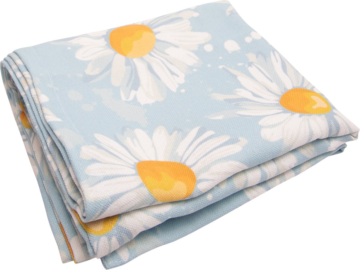Cosy @ Home - Tafelloper - daisies - blauw - 40x140cm