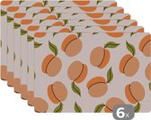 Placemat - Placemats kunststof - Fruit - Abrikoos - Zomer - Patronen - 45x30 cm - 6 stuks - Hittebestendig - Anti-Slip - Onderlegger - Afneembaar