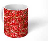 Mok - Koffiemok - Patronen - Goud - Ketting - Rood - Mokken - 350 ML - Beker - Koffiemokken - Theemok