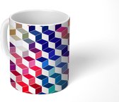 Mok - Koffiemok - Design - 3D - Blok - Kleuren - Mokken - 350 ML - Beker - Koffiemokken - Theemok