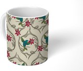 Mok - Koffiemok - Bloem - Kolibrie - Patronen - Mokken - 350 ML - Beker - Koffiemokken - Theemok