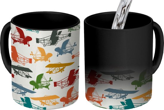 Mug Magique - Mugs Photo sur Chaleur - Mug à Café - Motifs - Avion - Rétro - Garçons - Enfants - Kids - Garçon - Mug Magic - Tasse - 350 ML - Mug à Thé