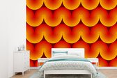 Behang - Fotobehang Design - Retro - Rood - Abstract - Breedte 415 cm x hoogte 300 cm