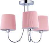 Relaxdays plafondlamp 3-lichts - hanglamp - metaal & katoen - plafondverlichting - vintage - roze