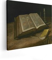 Artaza Canvas Schilderij Stilleven met Bijbel - Vincent van Gogh - 50x40 - Poster Foto op Canvas - Canvas Print