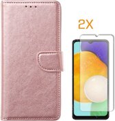 Samsung Galaxy A13 5G (SM-A136U) - Bookcase Rosé Goud - Portefeuille - Magneetsluiting met 2 stuks Tempered Screenprotectors