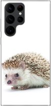 Telefoonhoesje Geschikt voor Samsung Galaxy S22 Ultra hoesje - Egel - Dieren - Wit - Siliconen Telefoonhoesje