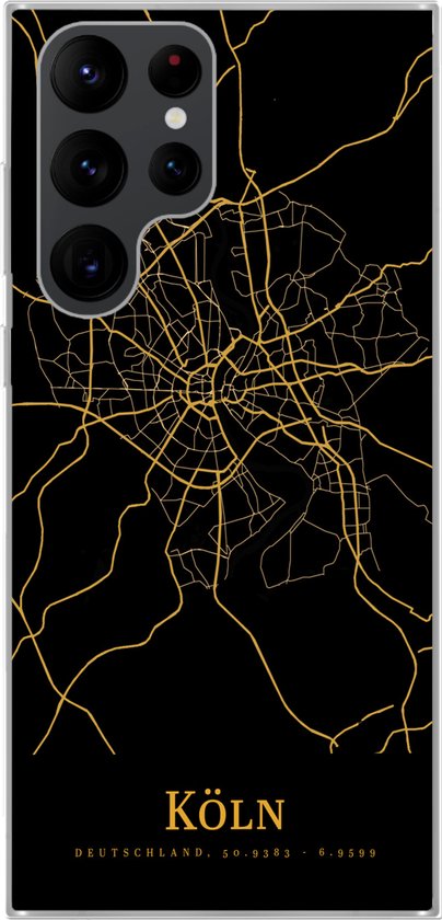 Coque Samsung Galaxy S22 Ultra - Cologne - Carte - Or - Coque de téléphone en Siliconen