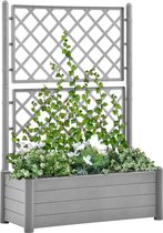 Plantenbak met latwerk 100x43x142 cm PP-steen grijs