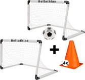 voetbalgoals voor kinderen - Complete set voetbaldoel + 2 Goals + Voetval + 4 Pionnen