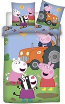 KD® - Peppa Pig, Modder Spelen - Dekbedovertrek - Eenpersoons - 140 x 200 cm - Katoen